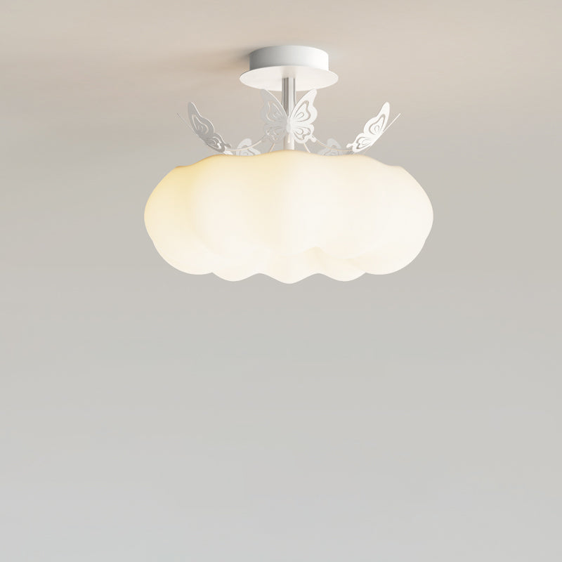 Luz de techo semiempotrada LED de calabaza mariposa redonda de PE de hierro minimalista moderno para dormitorio 