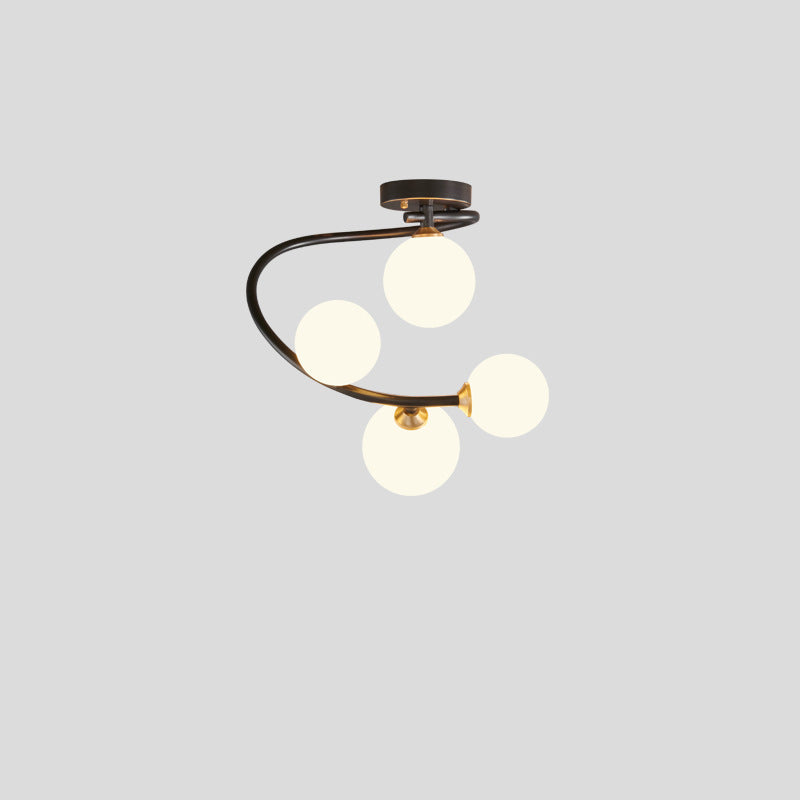 Plafonnier semi-encastré moderne de style mi-siècle en cuivre avec verre magique à 4/5/7 lumières pour chambre 