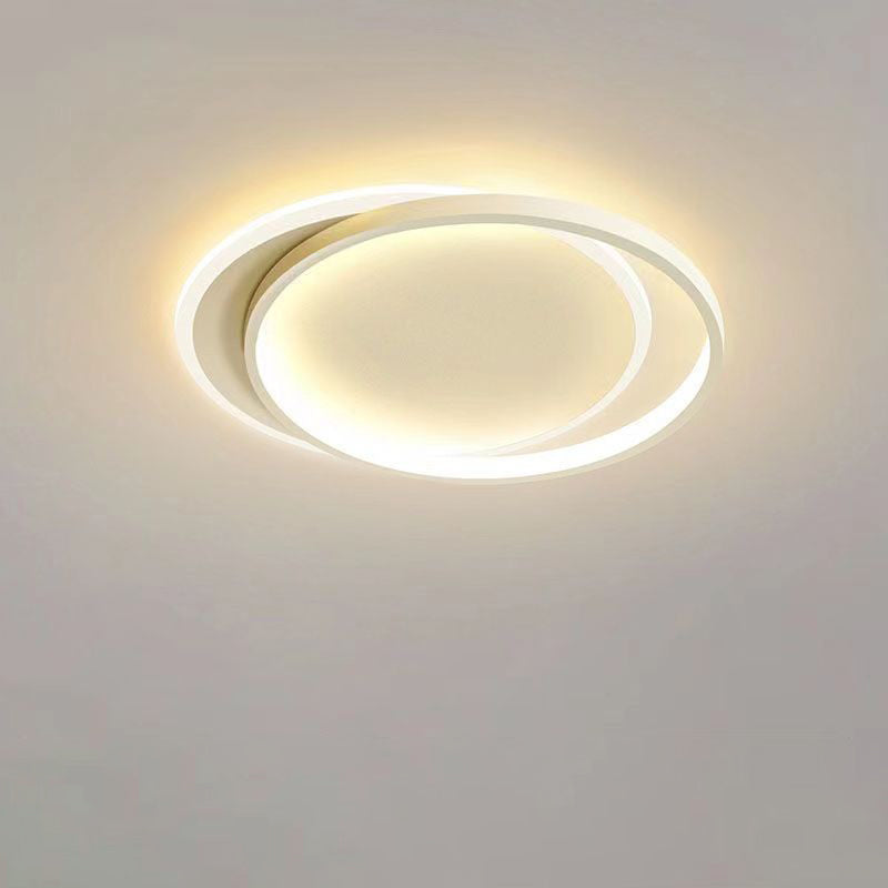 Moderna Minimalista Dos Redondas de Aluminio Hierro Acrílico Silicona LED Luz de Techo Empotrada para Dormitorio 