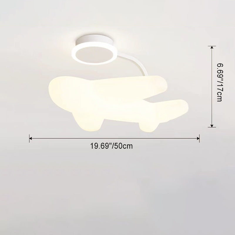Moderne Einfachheit Kinder Eisen PE Flugzeug LED Semi-Flush Mount Deckenleuchte für Schlafzimmer 
