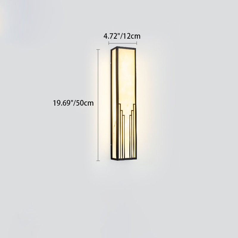 Modern Minimalist Rectangular Stainless Steel Imitation Marble LED Outdoor Wall Sconce Lamp For Garden