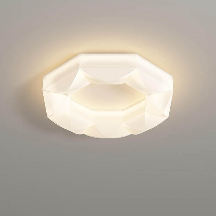 Nordic Creative White Polygon Wrought Iron LED Flush Mount Ceiling Light