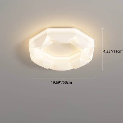 Nordic Creative White Polygon Wrought Iron LED Flush Mount Ceiling Light