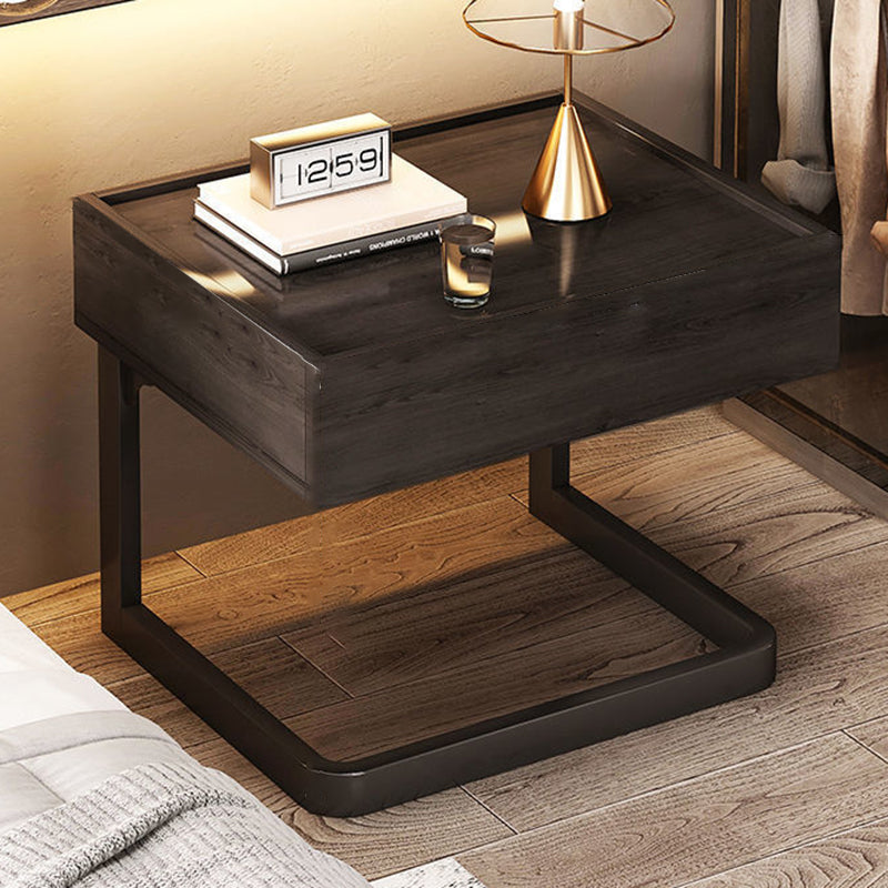 Modern Minimalist Rectangular MDF Steel Nightstand 1-Drawer For Bedroom