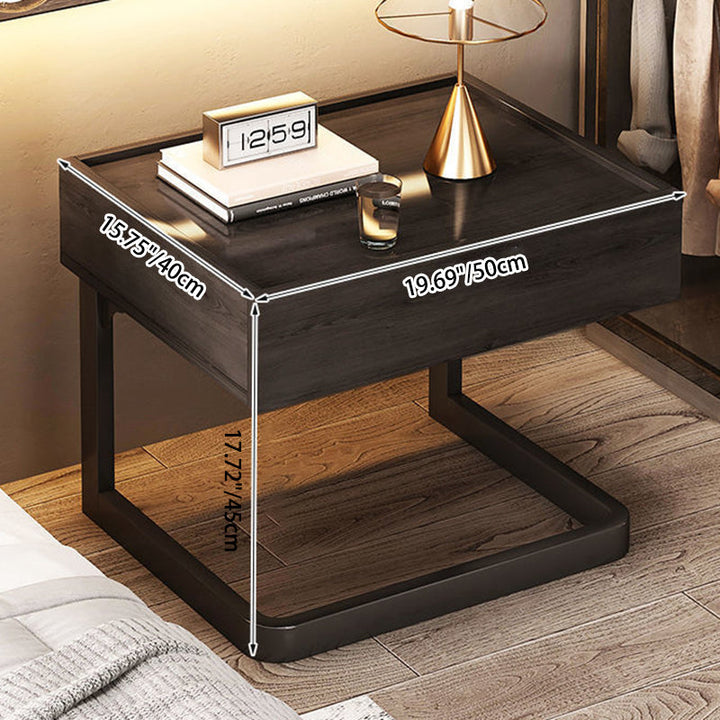 Modern Minimalist Rectangular MDF Steel Nightstand 1-Drawer For Bedroom