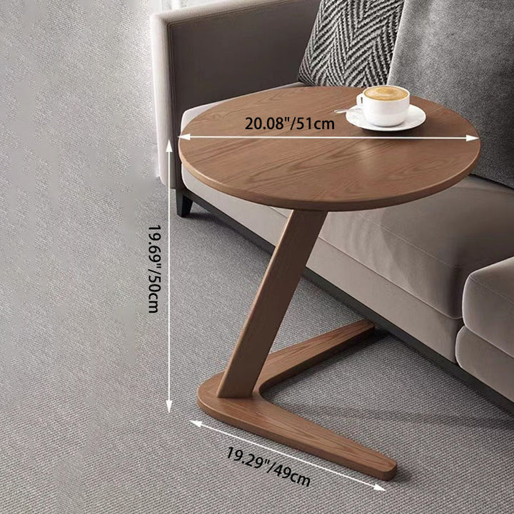 Table basse contemporaine nordique ronde triangulaire en bois d’hévéa pour salon 