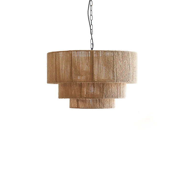 Zeitgenössische Boho Eisen Kordel Runde 3-Licht Pendelleuchte Für Esszimmer 