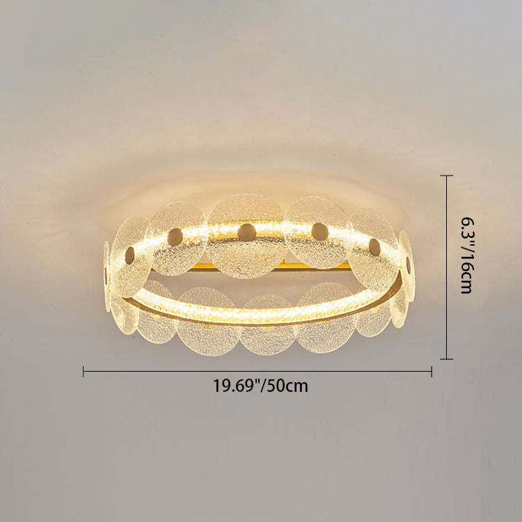 Plafonnier LED semi-encastré en verre et acrylique, matériel rond de luxe moderne, en acier inoxydable, pour salon 