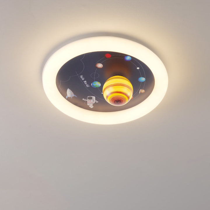 Zeitgenössische nordische Hardware Runde Planet Cartoon LED Deckenleuchte für Schlafzimmer 