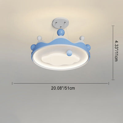 Zeitgenössische kreative Kinder Krone Eisen Kunststoff LED Semi-Flush Mount Deckenleuchte für Schlafzimmer 