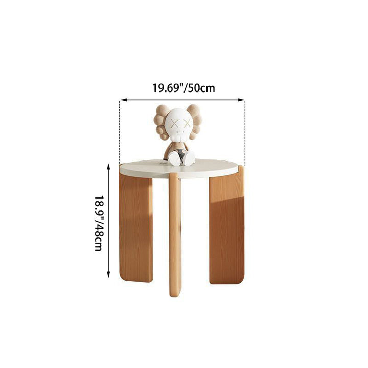 Moderner minimalistischer runder Kaffeetisch aus Faserplatte und Massivholz für das Wohnzimmer 