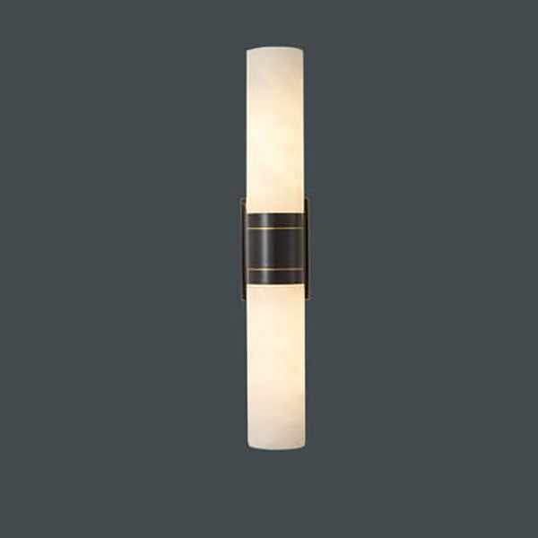 Moderne Mid-Century Marmor Säulen Kupfer 2-Licht Wandleuchte für Wohnzimmer 