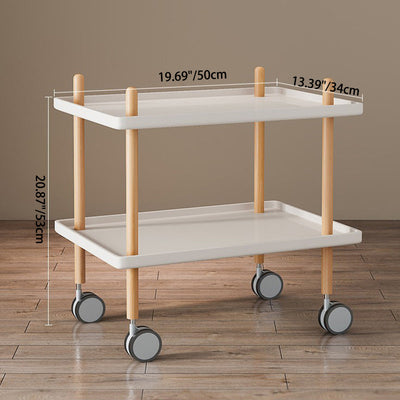 Table basse moderne minimaliste carrée en PP avec plateau en bois massif et métal à 2 étagères pour salon 