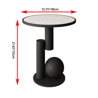 Table d'appoint cylindrique géométrique scandinave contemporain en pierre frittée pour salon 
