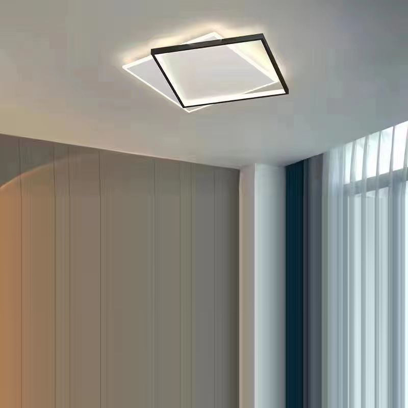 Modern Minimalist Square Round Iron Acrylic LED Flush Mount Ceiling Light For Living Room