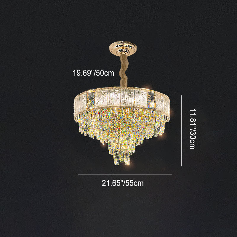 French Luxury Oval Crystal String Hardware 10/11/21-Light Chandelier