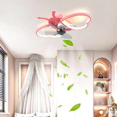 Nordic Creative Silicone Butterfly Shape LED Flush Mount Ceiling Fan Light