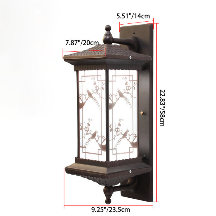 Lámpara de Aplique de Pared Solar LED de Vidrio de Aluminio Rectangular Chino Tradicional para Jardín 