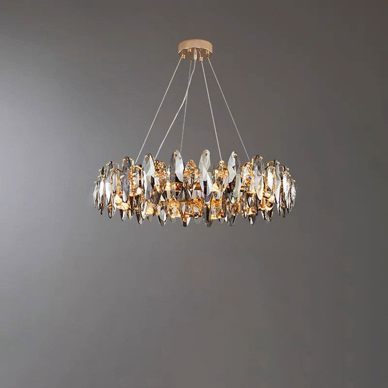 Lustre ovale moderne en cristal et fer avec 5/6/10 lumières pour salon 