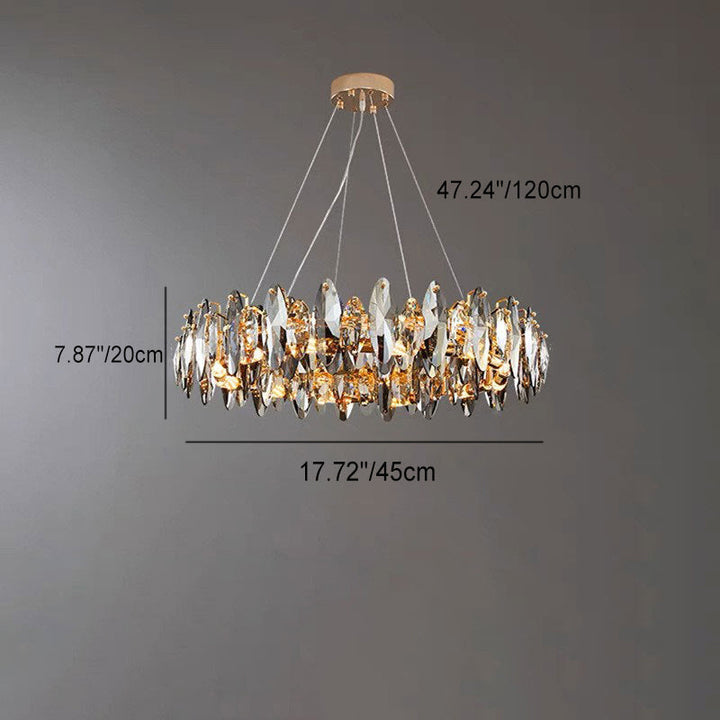 Lustre ovale moderne en cristal et fer avec 5/6/10 lumières pour salon 