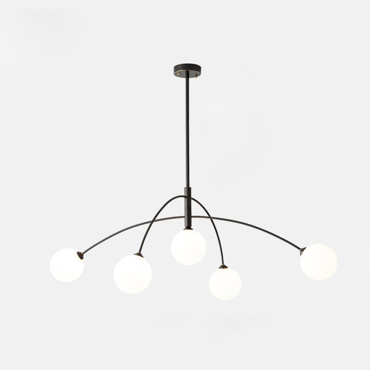 Plafonnier moderne minimaliste à ligne courbe en fer et verre à 5 lumières pour salon 