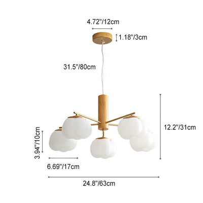 Japanese Minimalist PE Cotton Shade 5/8-Light Chandelier