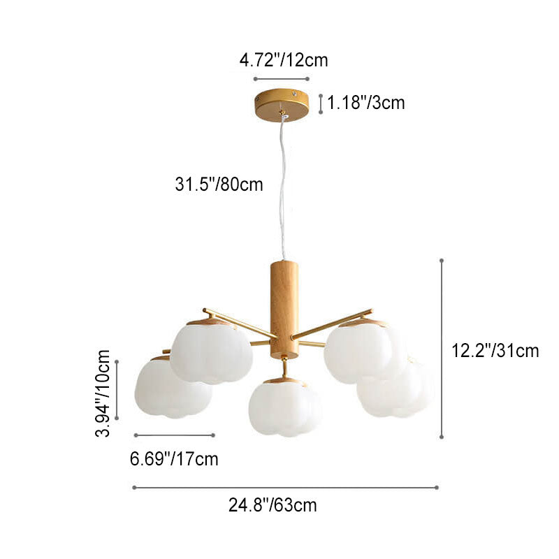 Japanischer minimalistischer PE-Baumwollschirm 5/8-Licht Kronleuchter 