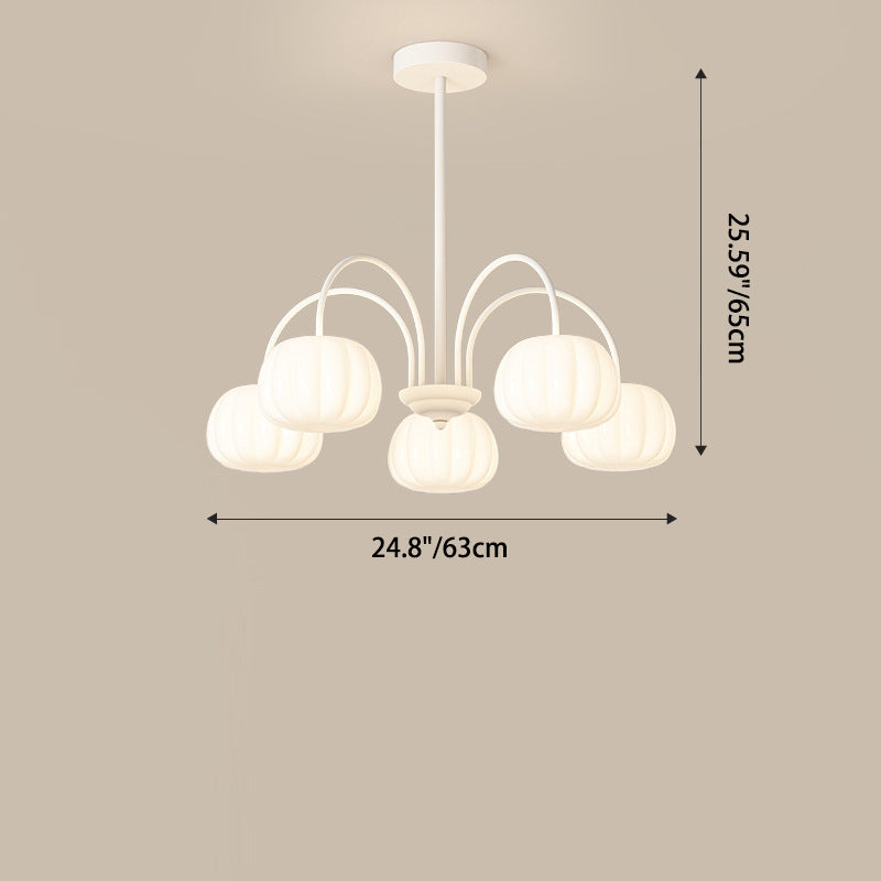 Tige courbée branche créative contemporaine citrouille PE fer lustre 5/6/8 lumières pour salon 