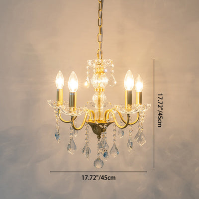 Traditioneller französischer runder Zweig-Kristallkandelaber aus Messingglas mit 5/6/8 Lichtern für Wohnzimmer 