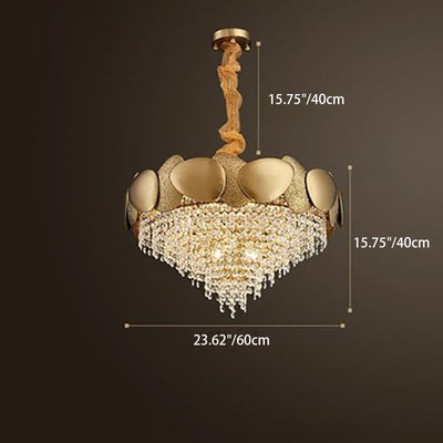 Lustre moderne de luxe en acier inoxydable avec cadre en titane et perles de cristal à 11/15 lumières pour salon 