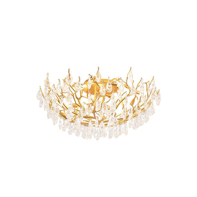 European Light Luxury Golden Glamour Crystal 10/12-Light Flush Mount Ceiling Light