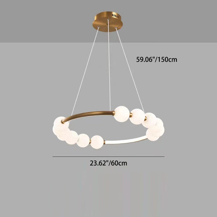 Lustre LED en aluminium et verre rond minimaliste moderne pour salon 