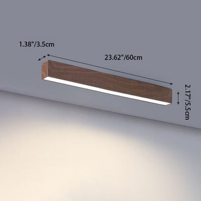 Modern Minimalist Wood Grain Aluminum Strips LED Flush Mount Ceiling Light