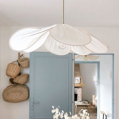 Abat-jour contemporain en tissu pétale de style bohème, luminaire suspendu à 1 lumière pour le salon 