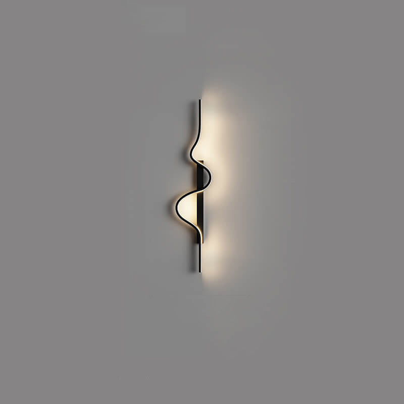 Modern Minimalist Long Wave Design Aluminum LED Wall Sconce Lamp For Living Room