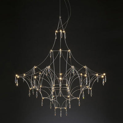 Nordic Light Luxury Firefly Geometric Stainless Steel LED Chandelier