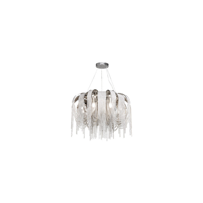 Modern Luxury Iron Aluminum Chain Tassel 6/8/10/12/15 Light Chandeliers For Hallway