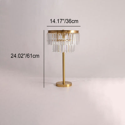 Nordic Light Luxury Prismatic Crystal Round Full Copper 3-Light Table Lamp