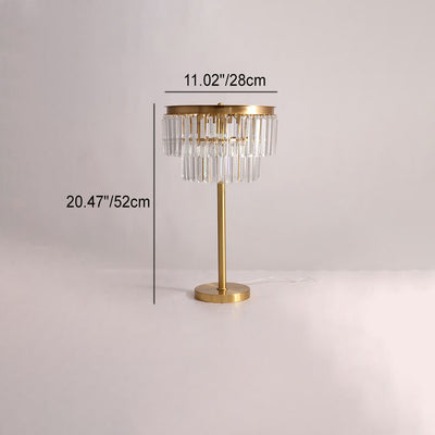 Nordic Light Luxury Prismatic Crystal Round Full Copper 3-Light Table Lamp