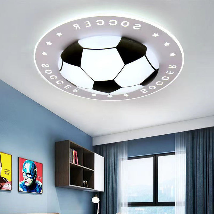 Moderna lámpara de techo LED de montaje empotrado de acrílico redondo con balón de fútbol Art Deco para sala de estar 