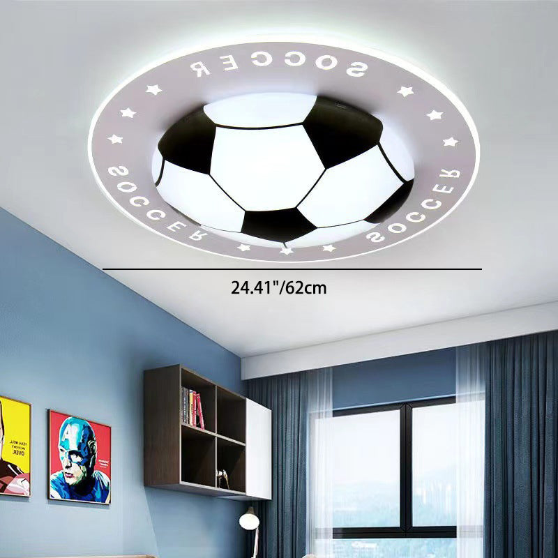 Boule de football Art Déco moderne Plafonnier LED en acrylique rond et fer pour salon 