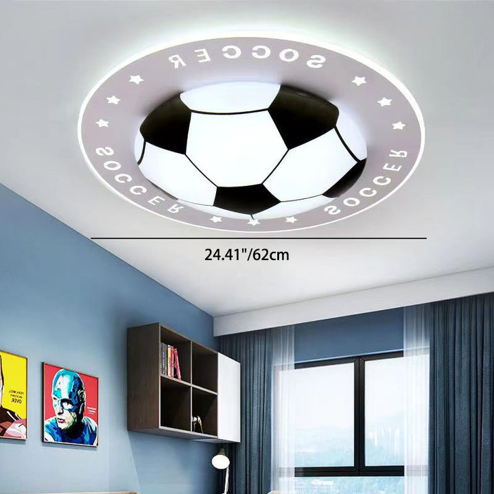 Boule de football Art Déco moderne Plafonnier LED en acrylique rond et fer pour salon 
