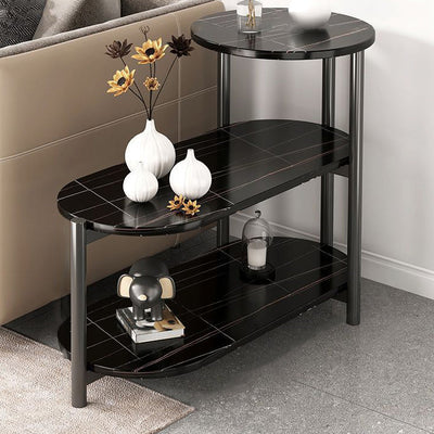 Moderner minimalistischer ovaler runder Platteneisentisch 3-stufig für Wohnzimmer 
