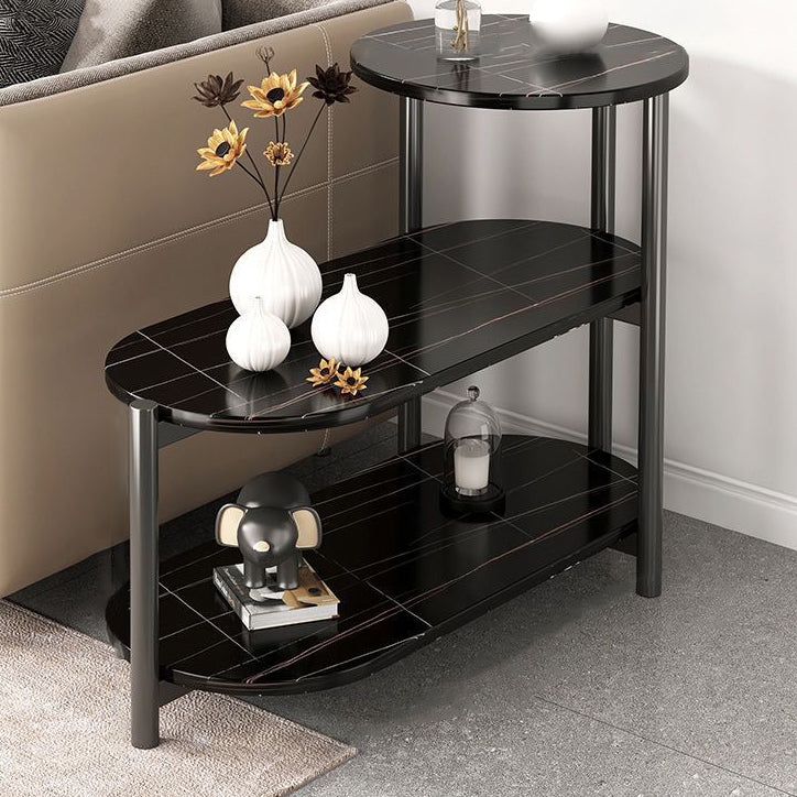Moderner minimalistischer ovaler runder Platteneisentisch 3-stufig für Wohnzimmer 