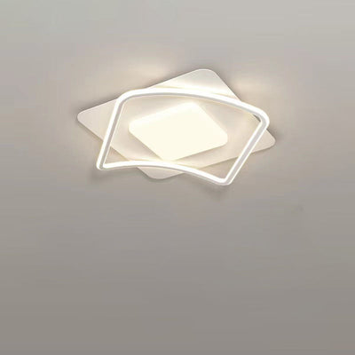 Plafonnier LED en fer carré rond créatif contemporain en PVC pour salon 
