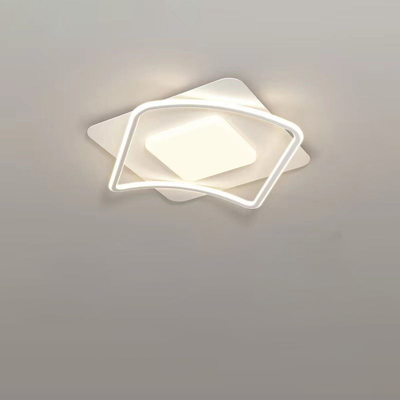 Plafonnier LED en fer carré rond créatif contemporain en PVC pour salon 