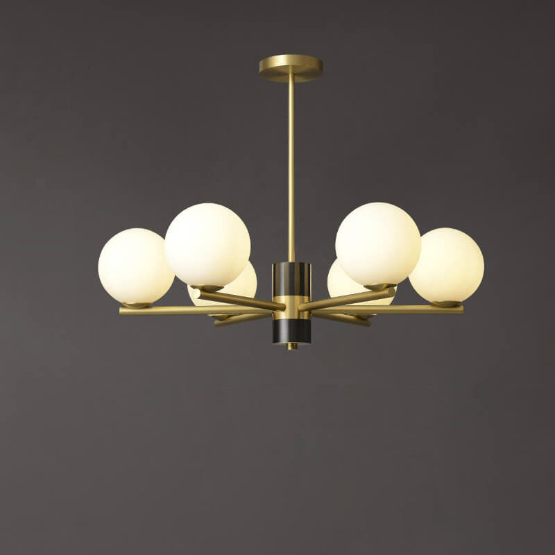 Modern Luxury Glass Round Ball Copper Branch 6/8/15 Light Chandelier For Living Room