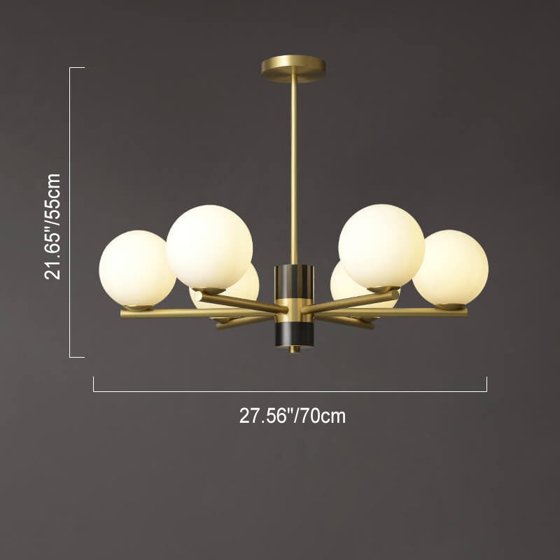 Modern Luxury Glass Round Ball Copper Branch 6/8/15 Light Chandelier For Living Room