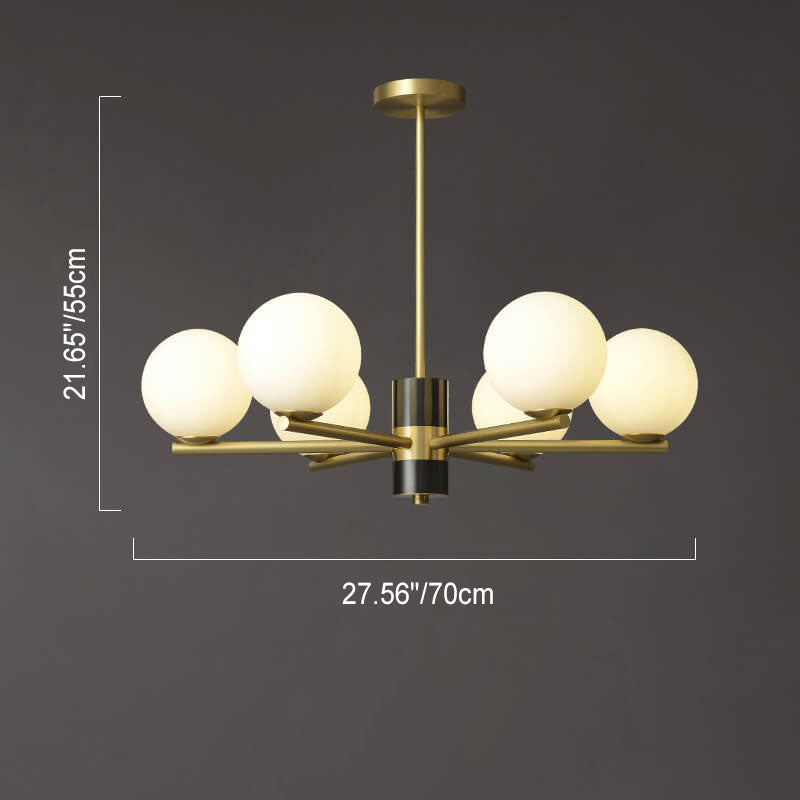 Nordic Light Luxury Glass Round Ball Brass Branch 6/8/15 Light Chandelier