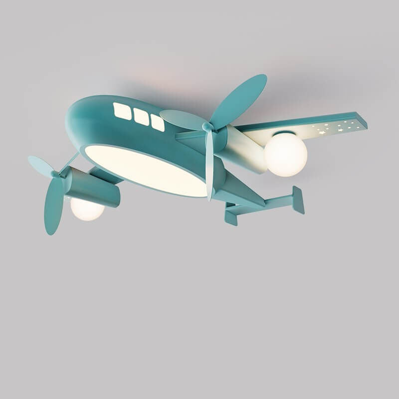 Plafonnier LED en fer forgé avec dessin animé créatif nordique pour enfants, plafonnier encastré pour avion 